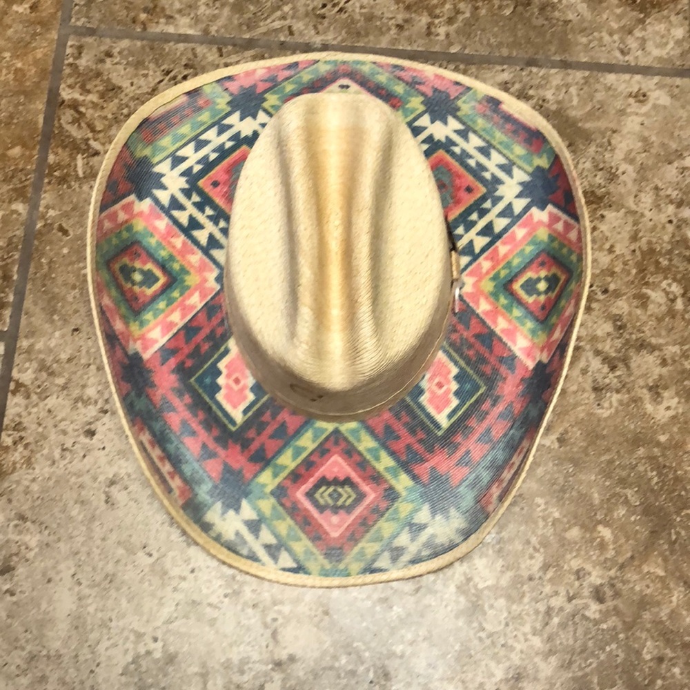 Aztec print genuine palm cowboy hat